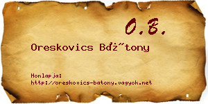 Oreskovics Bátony névjegykártya